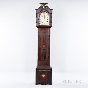 Chippendale-style Mahogany-Inlaid Tall Case Clock