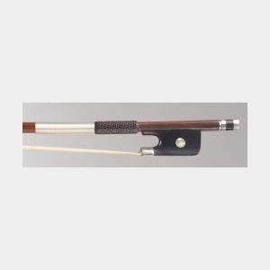 French Silver Mounted Violoncello Bow, Charles Bazin