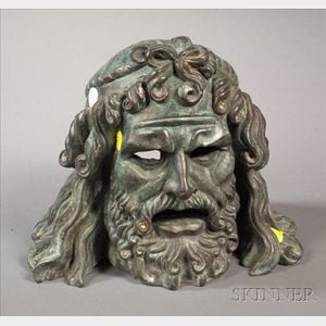 Cast Bronze Head of a Classical God, after the Antique