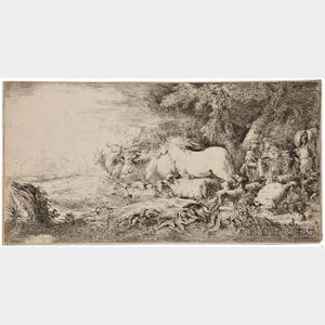 Giovanni Benedetto Castiglione (Italian, 1609-1664) The Entry of the Animals into the Ark