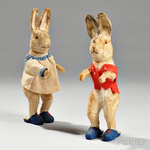 Two Standing Rabbit Candy Containers