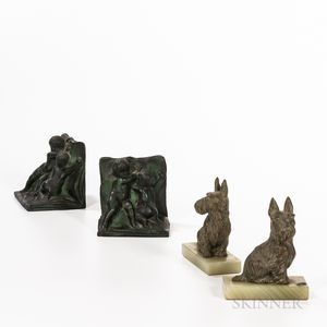 Two Pairs of Patinated Bookends