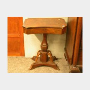 Late Biedermeier Inlaid Mahogany Sewing Table.