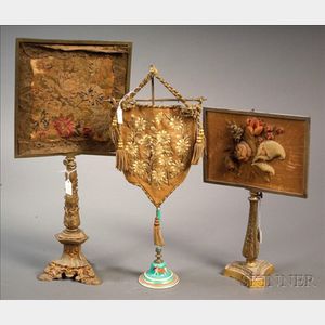 Three Small Victorian Table Screens