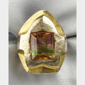 Artist-designed Silver and Watermelon Tourmaline Ring