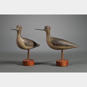 Pair of Carved and Painted Yellowlegs Shorebird Decoys