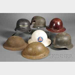Group of Seven Military Helmets