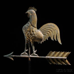 Gilt Copper Rooster Weathervane