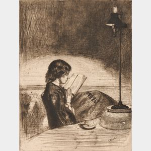 James Abbott McNeill Whistler (American, 1834-1903) Reading by Lamplight
