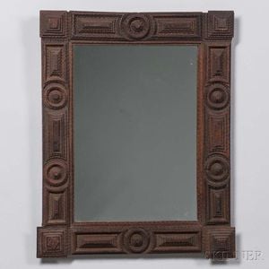 Carved Tramp Art Mirror Frame