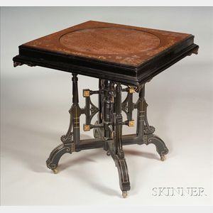 Aesthetic Movement Black Lacquer, Painted and Brass-mounted Center Table