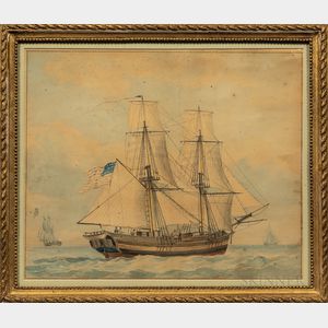 American School, 19th Century A Vessel at Sea