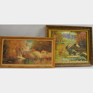 Edmond Francis Woods (American, 1905-1990) Lot of Two Landscapes: Indian Summer