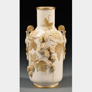 Grainger Worcester Porcelain High Relief Vase