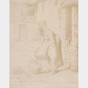Jean-François Millet (French, 1814-1875) Femme vidant un seau