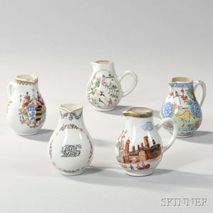 Five Export Porcelain Cream Jugs