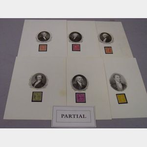 Set of Thirty Presidential Portrait Prints with Corresponding United States Postage Stamps.