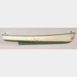 Green and White Painted Wooden Half Hull Model