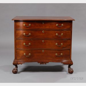 Chippendale Mahogany and Birch Carved Oxbow Chest