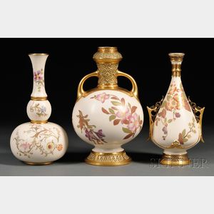 Three Royal Worcester Porcelain Vases