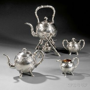 Four-piece Chinese Export Silver Tea Service