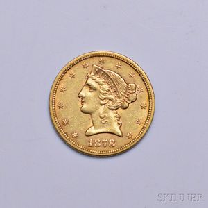 1878-S Liberty Head Five Dollar Gold Coin. 