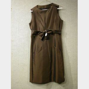 Christian Dior Boutique Brown Dress with Sash Bow.
