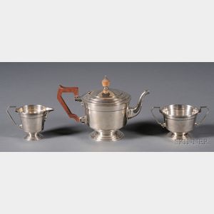 Three Piece Edward VIII Art Deco Silver Tete a Tete Teaset