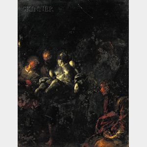 Continental School, 18th Century Descent from the Cross by Torchlight