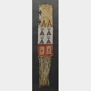 Lakota Pictorial Beaded and Quilled Hide Pipebag
