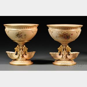 Two Royal Worcester Porcelain Flower Bowls