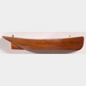 Carved Laminated Wooden Half-Hull Schooner Model