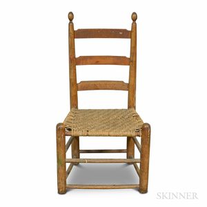 Turned Maple Slat-back Splint-woven Side Chair