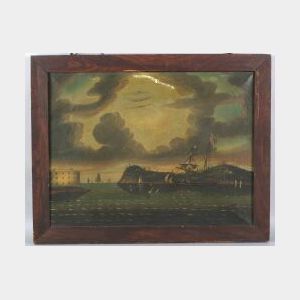 Attributed to Thomas Chambers (London, New York, and Boston, 1808-1866) Threatening Sky, Bay of New York.