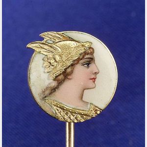 Art Nouveau 18kt Gold and Enamel Stickpin