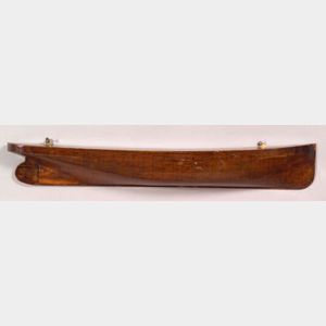 Carved Wooden Half-Hull "60 Ft STEEL STEAM LAUNCH NO. 73," Model