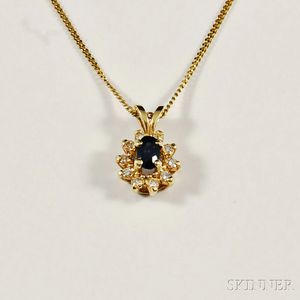 14kt Gold, Sapphire, and Diamond Pendant