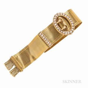 Victorian Gold and Split Pearl Garter Bracelet