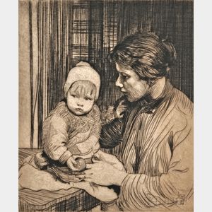 William Lee-Hankey (British, 1869-1952) Two Images of Mothers and Children: Lizette and Pierre