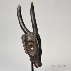 Guro Black Patinated Carved Wood Antelope Mask