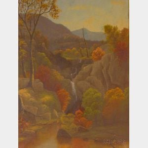 Framed Oil on Canvas Autumn Landscape