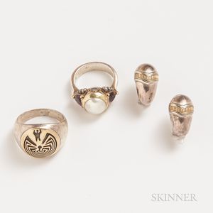 Group of Sterling Silver and Gold Jewelry