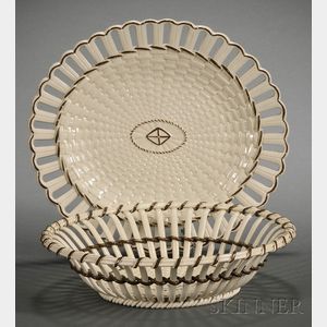 Wedgwood Queen's Ware Fruit Basket and Underplate