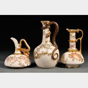 Three Royal Worcester Porcelain Jugs