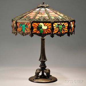 Mosaic Leaded Glass Table Lamp Attributed to John Morgan & Sons