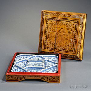 Nine-piece Boxed Canton Porcelain Condiment Set