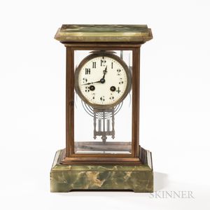 French Onyx and Brass Mantel Clock