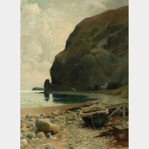 Arthur Claude Strachan (British, b. 1865) Beached Dories on the Coast