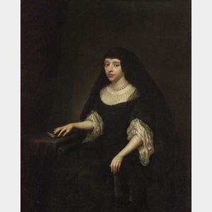 Northern School, 17th Century Style Portrait of a Lady Seated by a Table