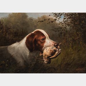 Arthur Fitzwilliam Tait (American, 1819-1905) Dog's Head and Woodcock